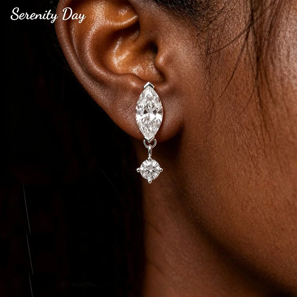 Serenity 0.5ct 1ct Marquise Cut All Moissanite Drop Earrings Women Men Gift S925 Sterling Silver D Color Diamond Earring Jewelry
Serenity 0.5ct 1ct Marquise Cut All Moissanite Drop Earrings Women Men Gift S925 Sterling Silver D Color Diamond Earring Jewelry