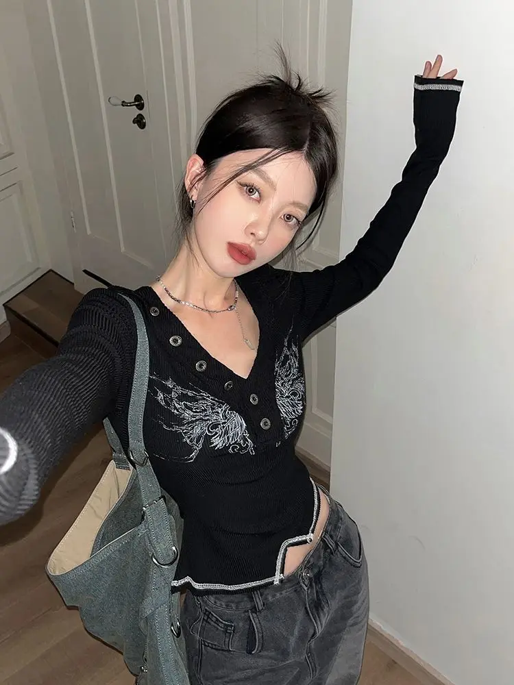 Американская сладкая и пряная Y2K Slim Fit ort Sve длинная футболка женская весна осень новый дизайн уникальный шикарный утягивающий маленький топ
Американская сладкая и пряная Y2K Slim Fit ort Sve длинная футболка женская весна осень новый дизайн уникальный шикарный утягивающий маленький топ