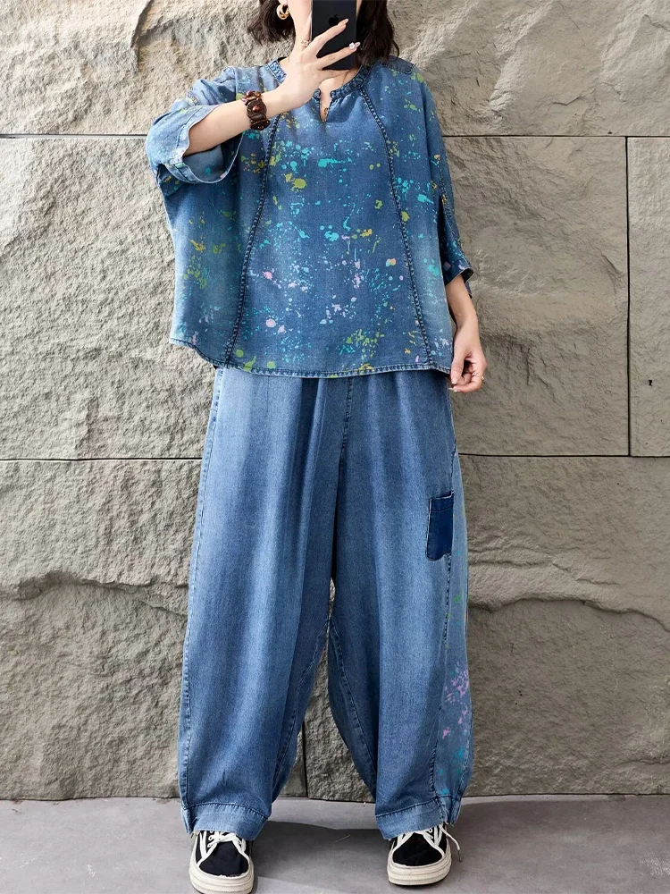 2026 Outfits Ladies Fashion T-Shirts Suits Loose Printed Denim Two Pieces Sets Loose Tops Casual Jeans Classic Pants
2026 Outfits Ladies Fashion T-Shirts Suits Loose Printed Denim Two Pieces Sets Loose Tops Casual Jeans Classic Pants