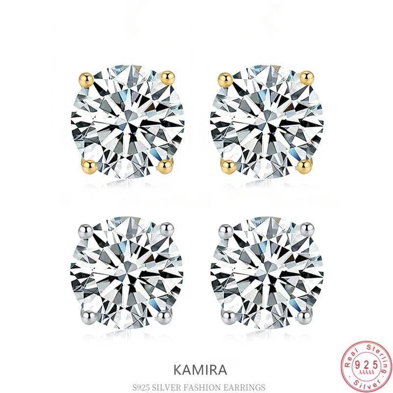 KAMIRA 925 Sterling Silver Moissanite Stud Earrings 4-Prong Solitaire Diamond Alternative Jewelry for Women
KAMIRA 925 Sterling Silver Moissanite Stud Earrings 4-Prong Solitaire Diamond Alternative Jewelry for Women