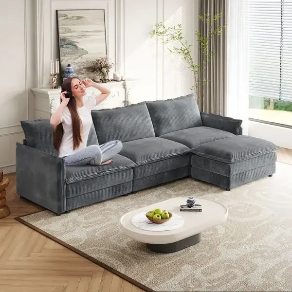 Corduroy Fabric 3-Seater Comfy Cloud Couch with Movable Footrest for Living Room,Oversized Deep Seat
Corduroy Fabric 3-Seater Comfy Cloud Couch with Movable Footrest for Living Room,Oversized Deep Seat