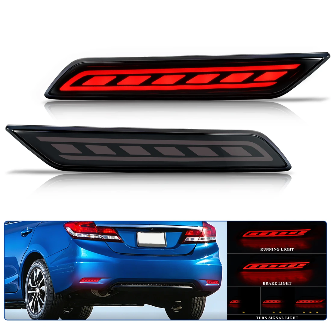 Car Accessories For Honda Civic Sedan 2013-2015 Rear Bumper Light Brake Turn Signal Warning Lamp Fog Reflector Light 33505TR0A51
Car Accessories For Honda Civic Sedan 2013-2015 Rear Bumper Light Brake Turn Signal Warning Lamp Fog Reflector Light 33505TR0A51