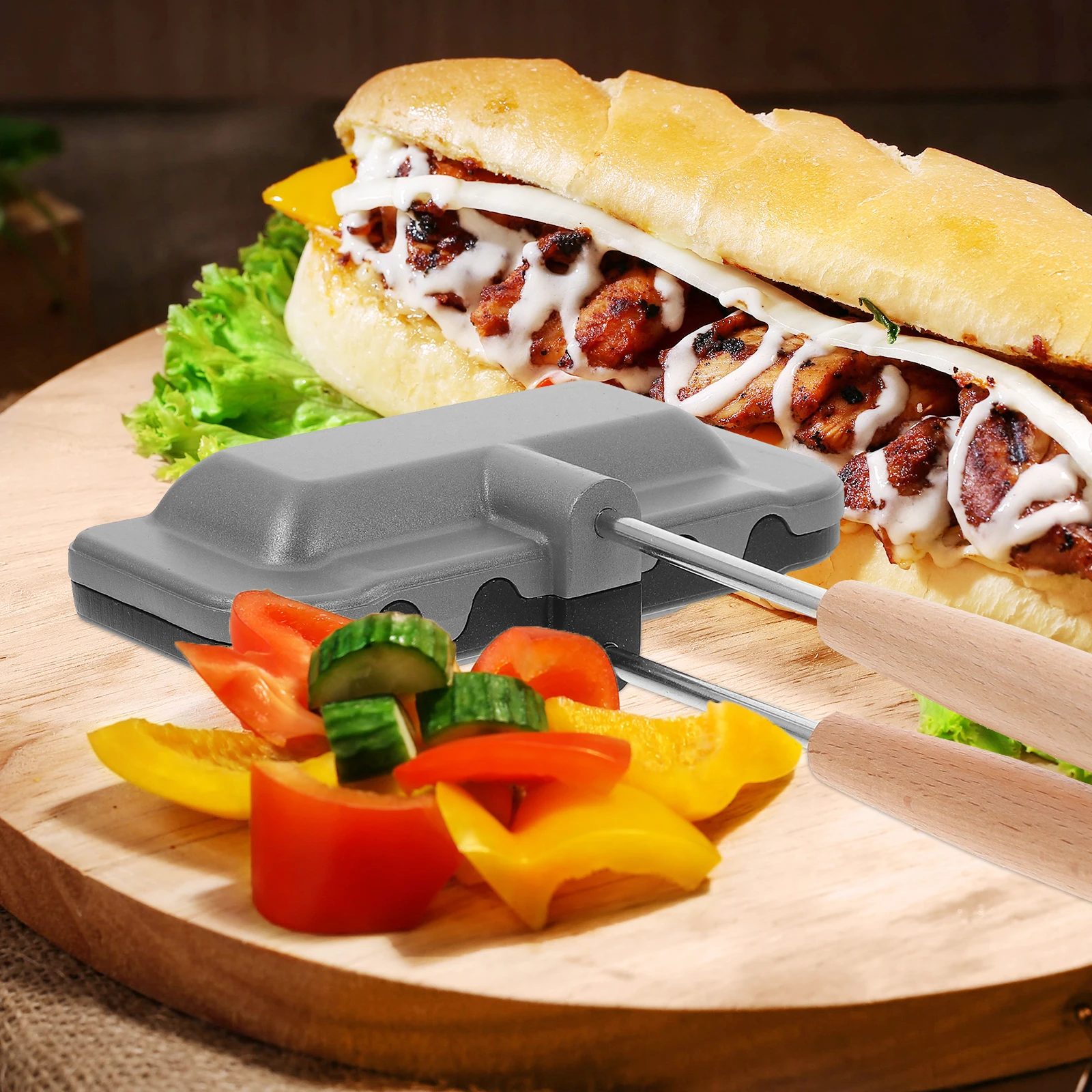 Non-Stick Sandwich Maker Pan Double-Sided Kitchen Essential Wood Aluminum Handle Lock Practical Home Cooking Tool
Non-Stick Sandwich Maker Pan Double-Sided Kitchen Essential Wood Aluminum Handle Lock Practical Home Cooking Tool