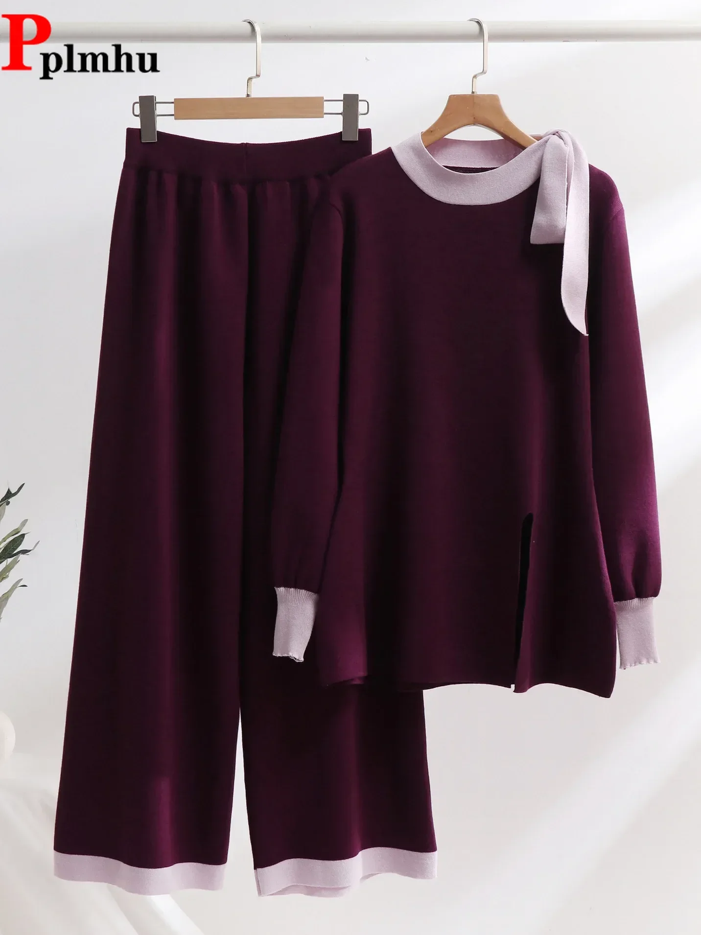 Chic Design Knitted 2 Piece Sets Casual High Waist Sweatpants Conjuntos Women O-neck Long Sleeve Knitwears Pullover Tops Suits
Chic Design Knitted 2 Piece Sets Casual High Waist Sweatpants Conjuntos Women O-neck Long Sleeve Knitwears Pullover Tops Suits