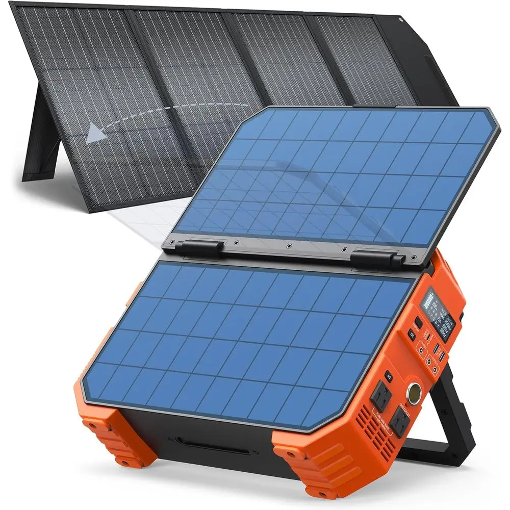 Portable Power Station with 120W r Panel, 1600W (Peak 3200W) r Generator Built-in r Panel, 1024Wh LiePO4 Battery, 100W USB-C ast
Portable Power Station with 120W r Panel, 1600W (Peak 3200W) r Generator Built-in r Panel, 1024Wh LiePO4 Battery, 100W USB-C ast