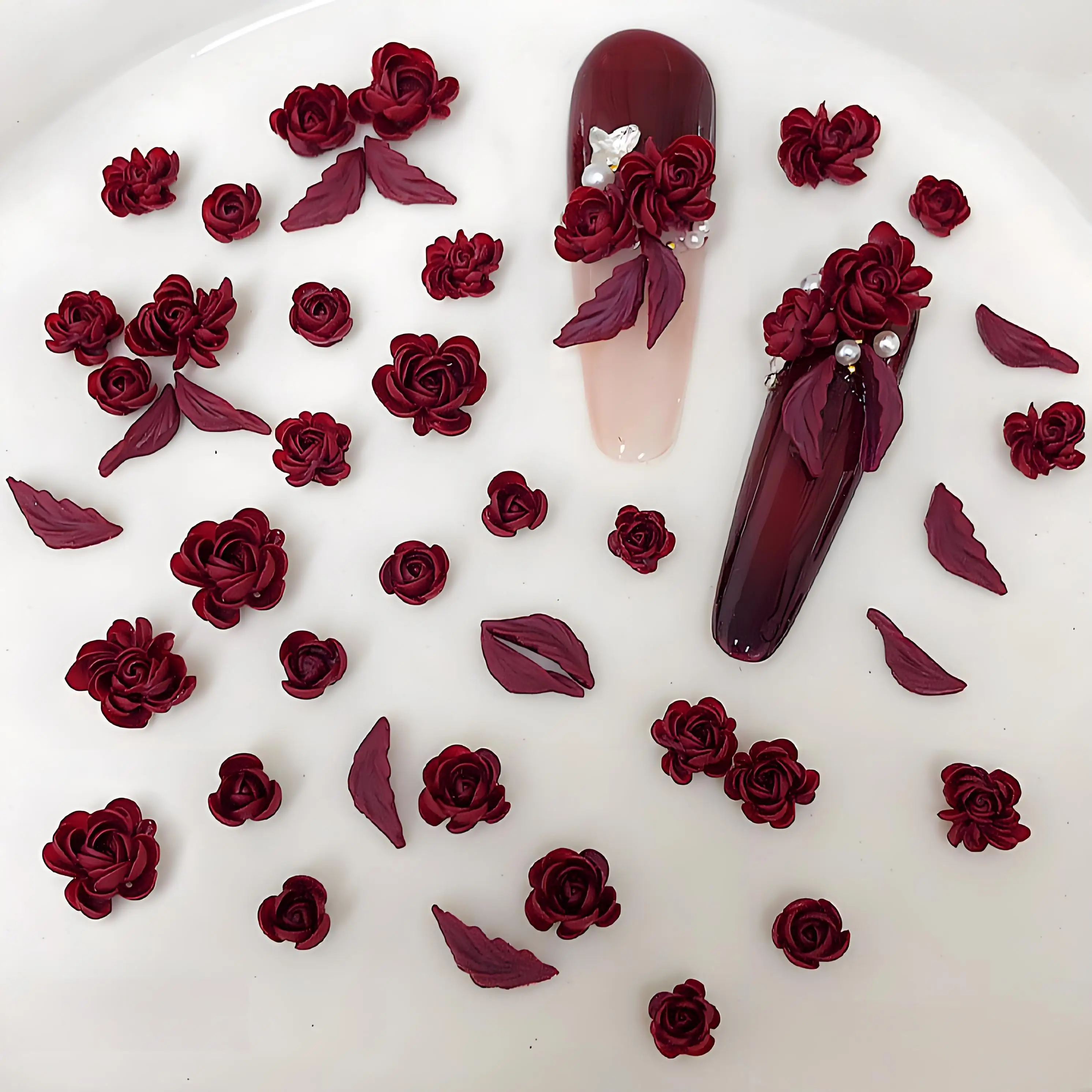 50PCS Dark Red 3D Acrylic Flower Nail Art Charms Parts Accessories For Maniucre Decor Design Nails Decoration Supplies Material
50PCS Dark Red 3D Acrylic Flower Nail Art Charms Parts Accessories For Maniucre Decor Design Nails Decoration Supplies Material