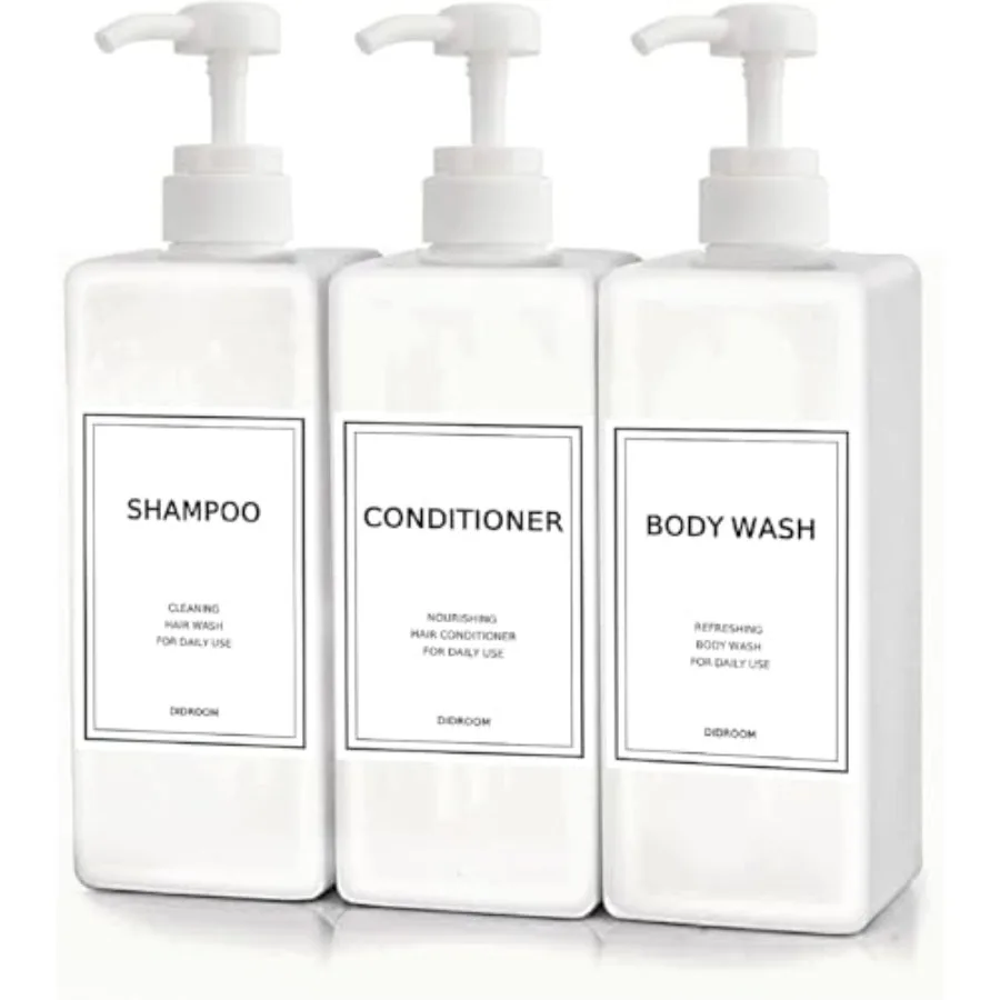 Modern Shampoo and Conditioner Dispenser 21 oz, Pack of 3 Refillable Pump Bottle Set Empty Shower Plastic Bottles with Pump for
Modern Shampoo and Conditioner Dispenser 21 oz, Pack of 3 Refillable Pump Bottle Set Empty Shower Plastic Bottles with Pump for