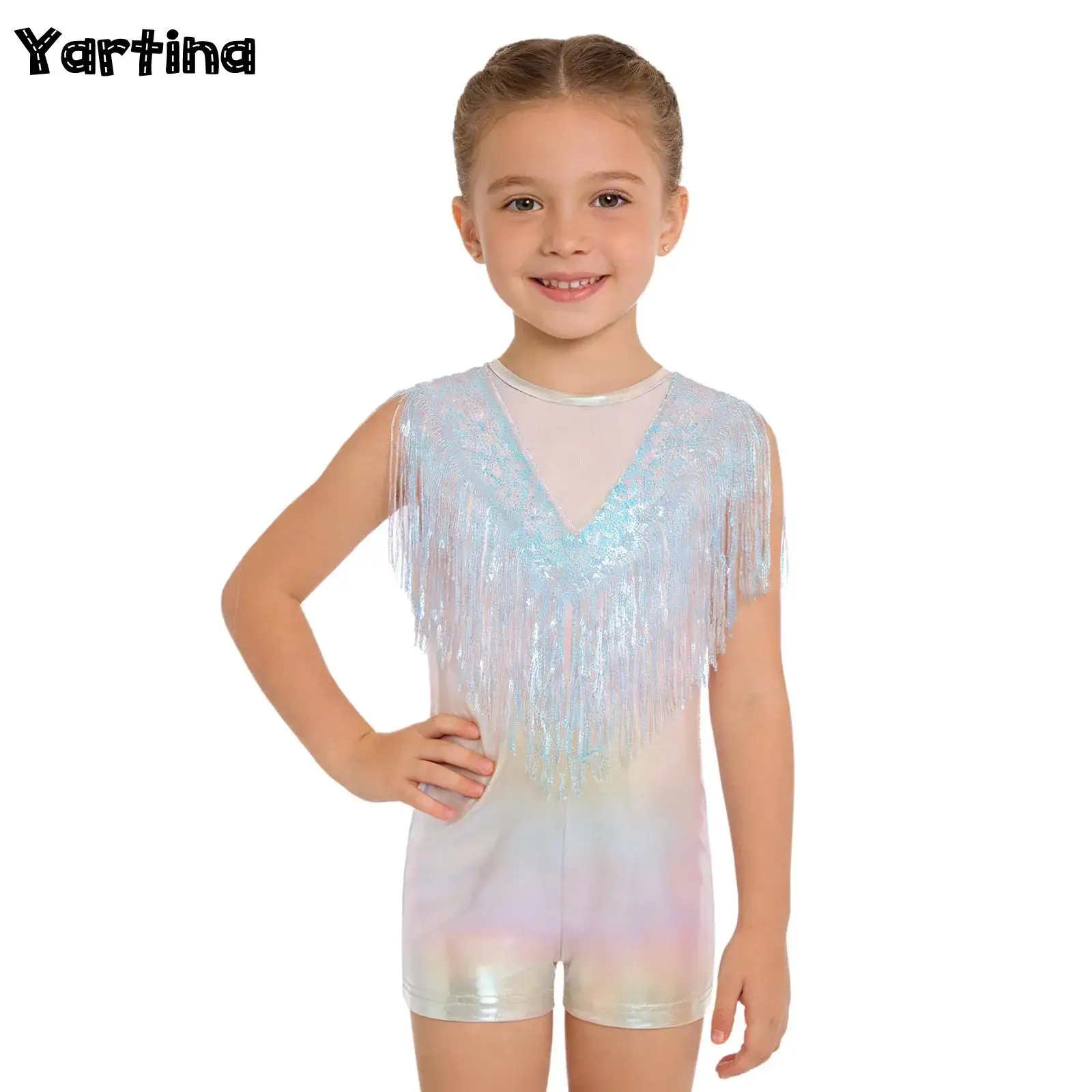 Kids Girls Sequin Tassels Jazz Latin Dance Performance Costume Metallic Iridescent Unitard Jumpsuit Mesh Bodysuit Dancewear
Kids Girls Sequin Tassels Jazz Latin Dance Performance Costume Metallic Iridescent Unitard Jumpsuit Mesh Bodysuit Dancewear