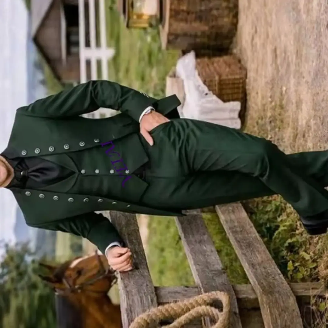 Customized Dark Green 3 Piece Male Tuxedos Set - Formal Blazer Vest Pants for Groom Groomsman Wedding Party Prom Business
Customized Dark Green 3 Piece Male Tuxedos Set - Formal Blazer Vest Pants for Groom Groomsman Wedding Party Prom Business