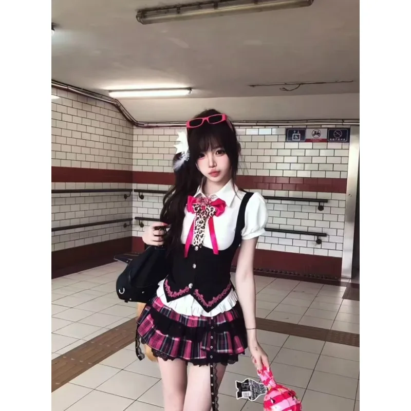 Preppy Sweet Puff Sleeve Plaid 3 Piece Sets Women Bow Decor Lace Ruffle Mini Skirt Suits Korean Daily Casual Streetwear Outfits
Preppy Sweet Puff Sleeve Plaid 3 Piece Sets Women Bow Decor Lace Ruffle Mini Skirt Suits Korean Daily Casual Streetwear Outfits