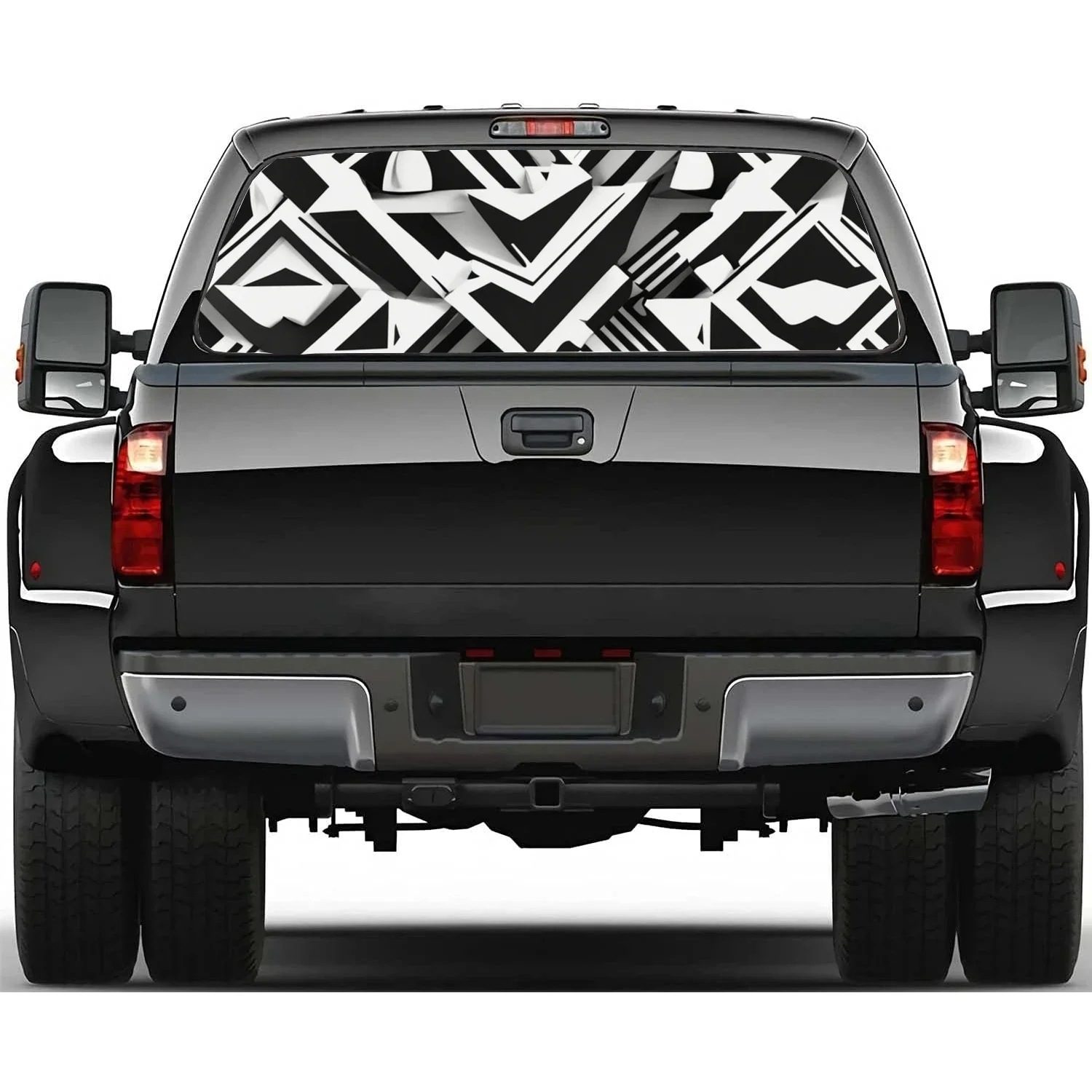 Black White Geometric Pattern Rear Window Decal Fit Pickup,Truck,Car Universal See Through Perforated Back Windows Vinyl Sticker
Black White Geometric Pattern Rear Window Decal Fit Pickup,Truck,Car Universal See Through Perforated Back Windows Vinyl Sticker