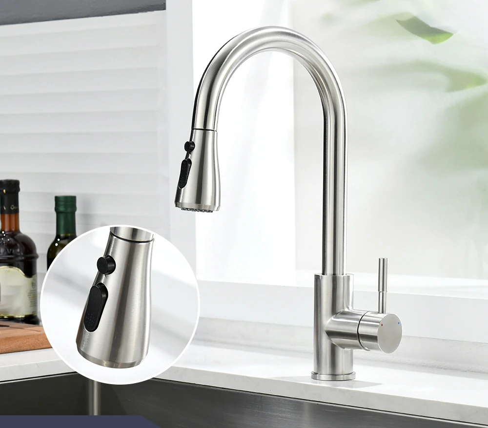 Kitchen Faucet Brushed Nickel Color Surface Hot and Cold Water Faucet Kitchen Sink Faucet Pull-out Kitchen Faucet Single Hole
Kitchen Faucet Brushed Nickel Color Surface Hot and Cold Water Faucet Kitchen Sink Faucet Pull-out Kitchen Faucet Single Hole