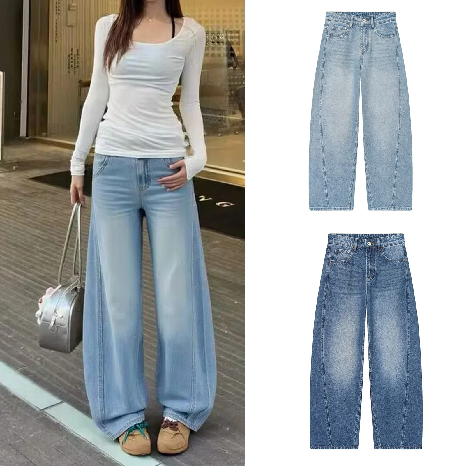 Женские синие джинсы 2025 года, повседневные джинсы в американском стиле, универсальные базовые джинсовые длинные брюки, модные уличные свободные брюки
Женские синие джинсы 2025 года, повседневные джинсы в американском стиле, универсальные базовые джинсовые длинные брюки, модные уличные свободные брюки