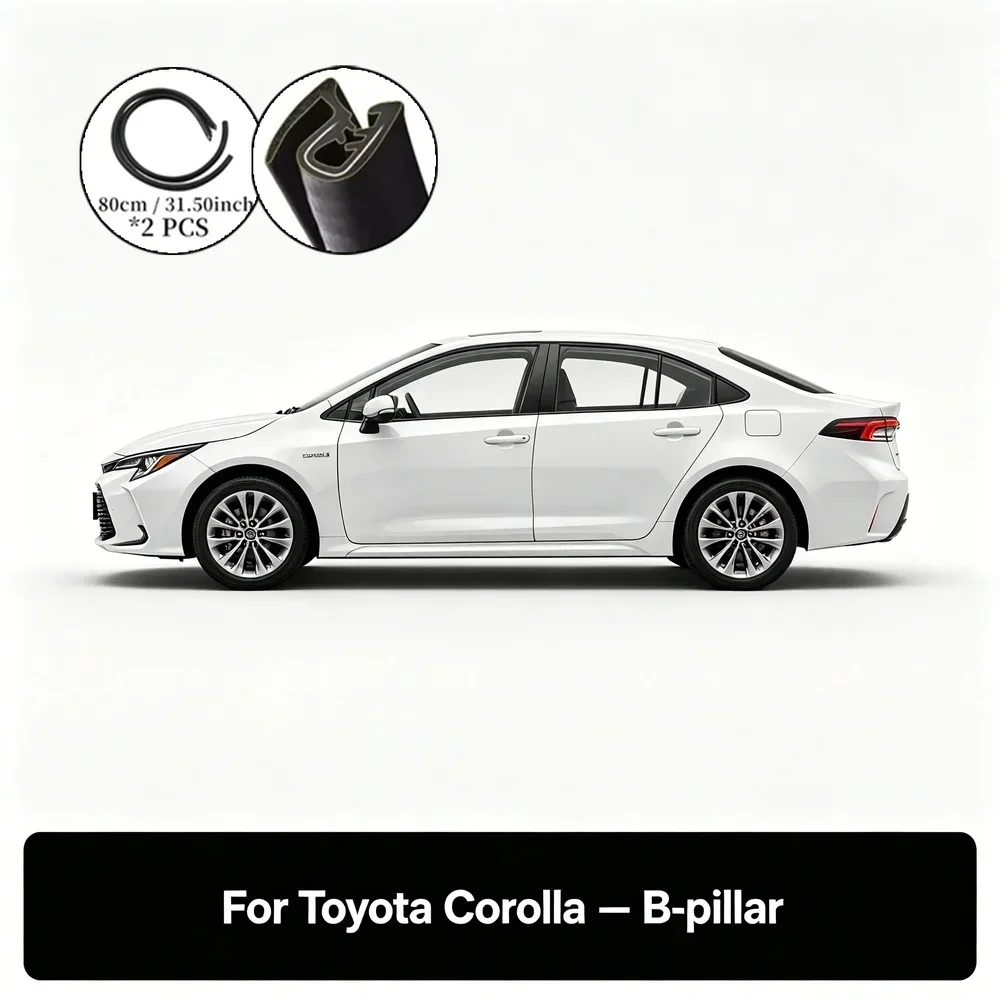 Door B-Pillar Sound Deadening Sealing Strip 80cm 31.5inch 2 Pcs for Toyota Corolla 2020-2025 Noise Reduction Weatherproof Seal
Door B-Pillar Sound Deadening Sealing Strip 80cm 31.5inch 2 Pcs for Toyota Corolla 2020-2025 Noise Reduction Weatherproof Seal