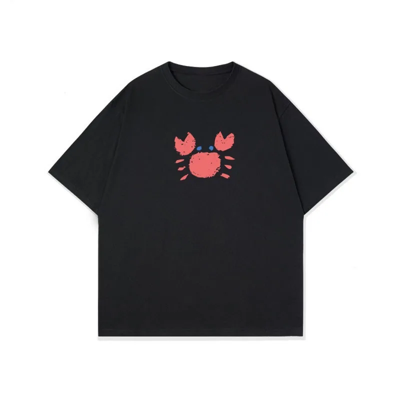 Cotton short-sleeved crab printing T-shirt summer mens and womens simple and versatile T-shirt
Cotton short-sleeved crab printing T-shirt summer mens and womens simple and versatile T-shirt