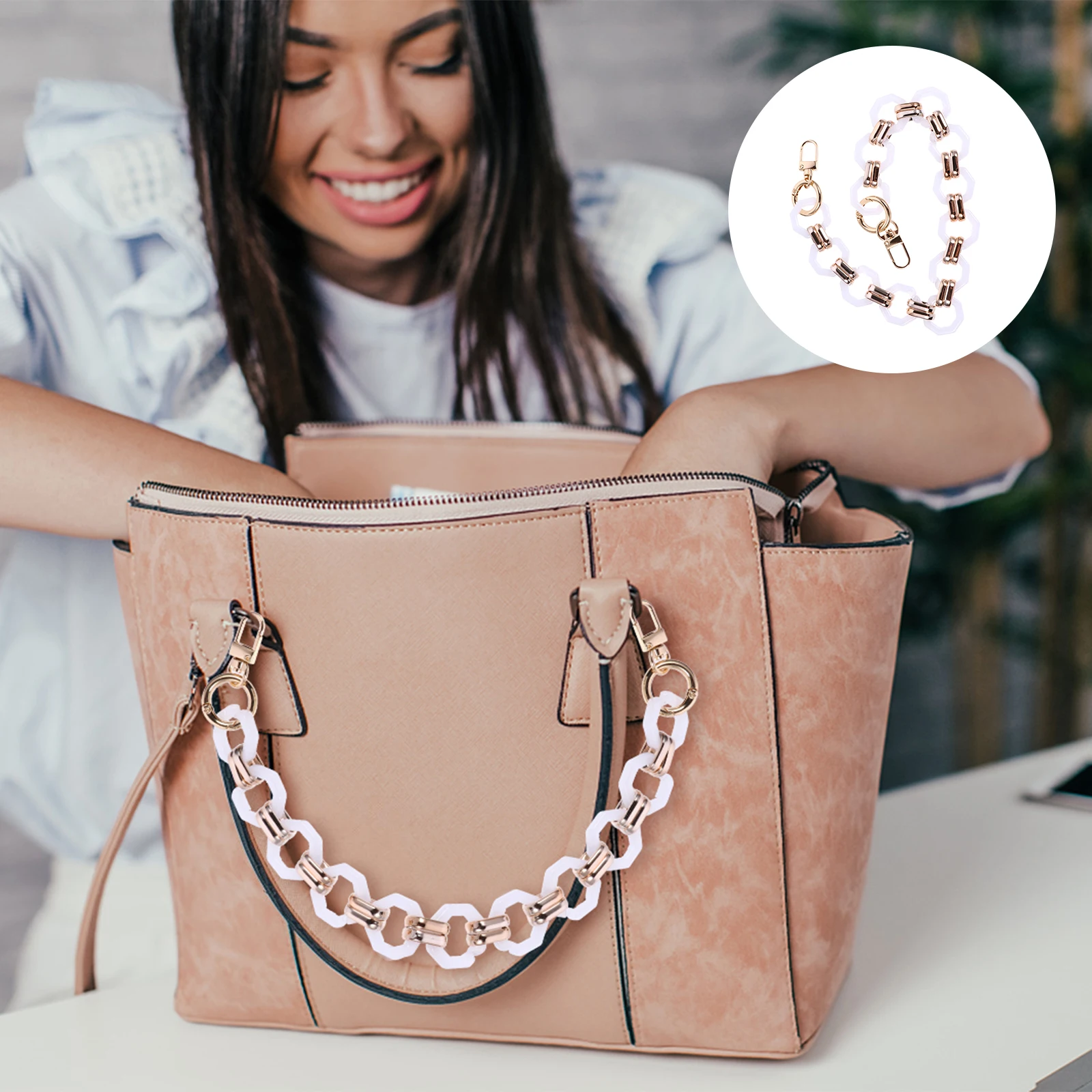 Resin Chain for Bag DIY 8-Angle Detachable Handbag Chains Sling Handles Mini Bags Girls Environmental Protection Strong 
Resin Chain for Bag DIY 8-Angle Detachable Handbag Chains Sling Handles Mini Bags Girls Environmental Protection Strong