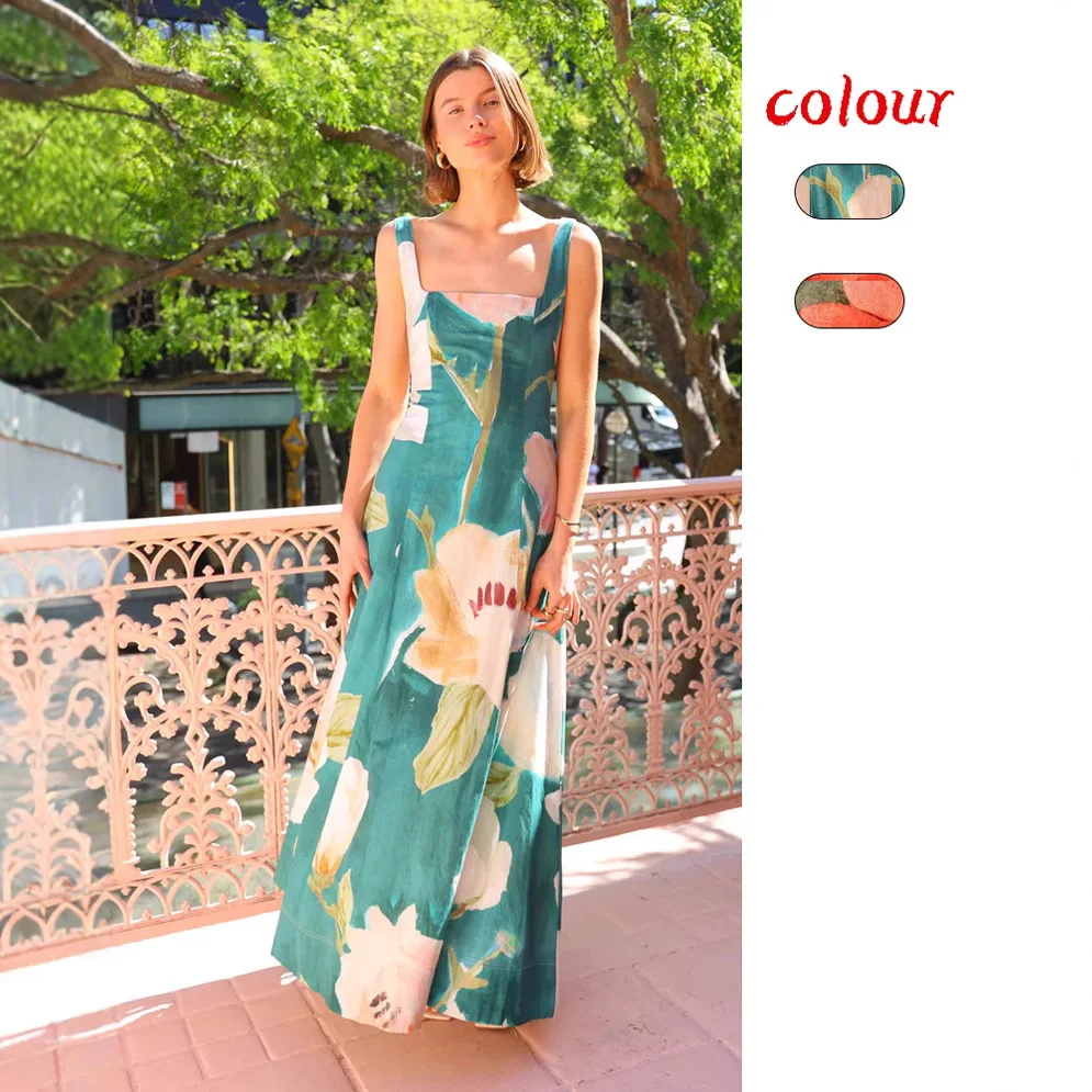 Summer New European And American French Retro Long Dress Printed Suspender Slim Dress
Summer New European And American French Retro Long Dress Printed Suspender Slim Dress