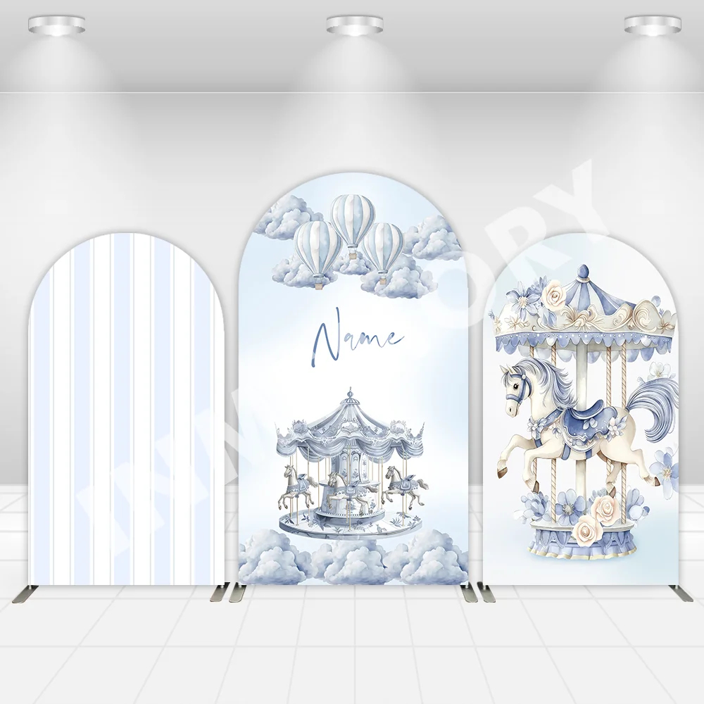 Custom Name Carousel Birthday Arch Backdrop Cover Blue Striped Clouds Hot Air Balloon Boy Girl Cake Baby Shower Party Decoration
Custom Name Carousel Birthday Arch Backdrop Cover Blue Striped Clouds Hot Air Balloon Boy Girl Cake Baby Shower Party Decoration