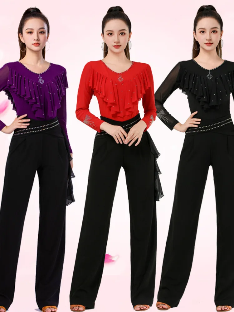 Long Sleeves Ballroom Standard Waltz Rhinestones Tops 2024 High Quality Latin Women Ruffles Women's Dance Top Luxury Jazz
Long Sleeves Ballroom Standard Waltz Rhinestones Tops 2024 High Quality Latin Women Ruffles Women's Dance Top Luxury Jazz