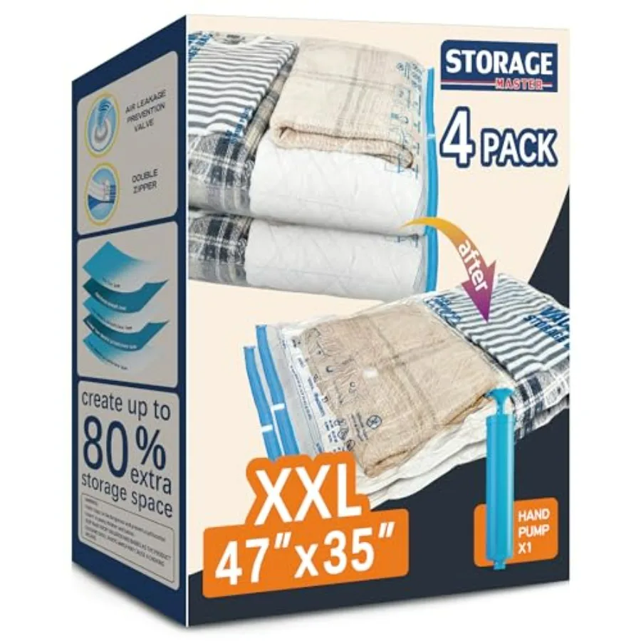 XXL Jumbo Vacuum Storage Bags, 47''X35'' Extra Large Space Bags for Blanket, Bedding, Comforters
XXL Jumbo Vacuum Storage Bags, 47''X35'' Extra Large Space Bags for Blanket, Bedding, Comforters