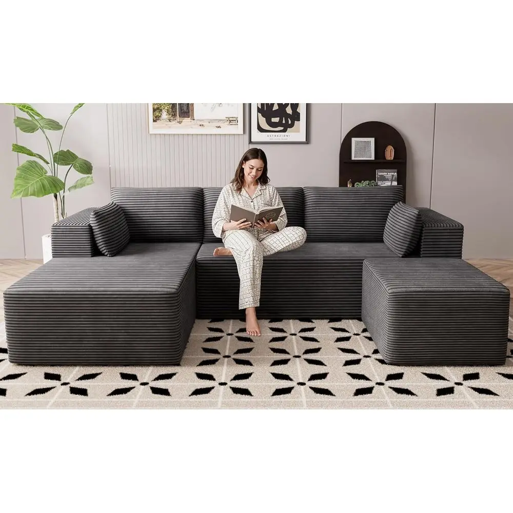 Глубокий угловой диван на 4 места с эффектом памяти и съемным оттоманком, серый, для гостиной или спальни
Глубокий угловой диван на 4 места с эффектом памяти и съемным оттоманком, серый, для гостиной или спальни