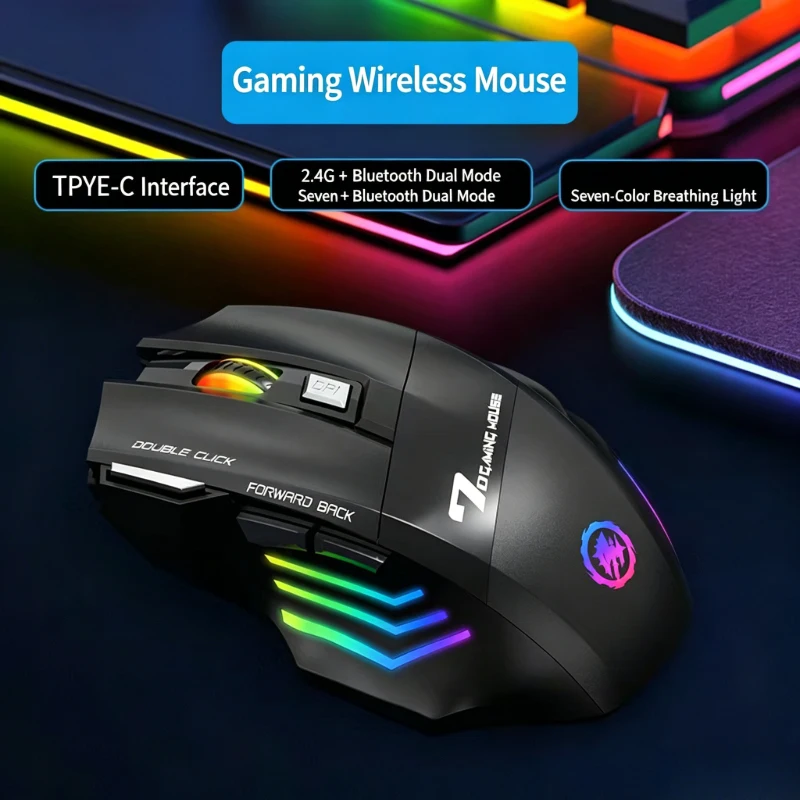 2.4G Dual Mode Wireless Gaming Mouse Rechargeable 7 Keys Mechanical Mute Mouse RGB Glow Light E-sports Computer Mice
2.4G Dual Mode Wireless Gaming Mouse Rechargeable 7 Keys Mechanical Mute Mouse RGB Glow Light E-sports Computer Mice