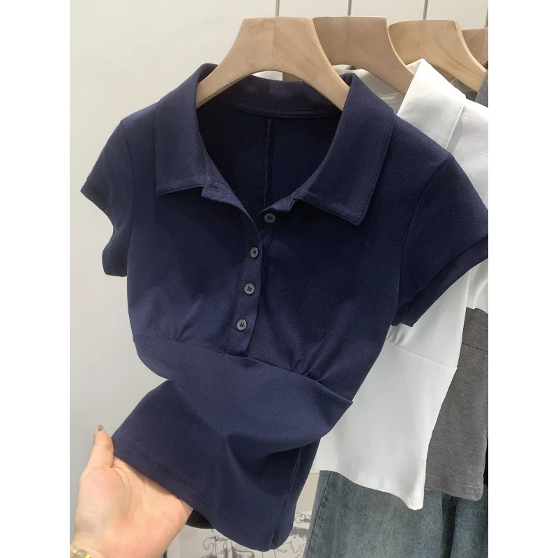 Purple Polo Collar T-Shirt Slim Fit and Sexy Short-Sleeved Summer Women's Short Top Deep V Lapel Short-Sleeve Polo Shirt
Purple Polo Collar T-Shirt Slim Fit and Sexy Short-Sleeved Summer Women's Short Top Deep V Lapel Short-Sleeve Polo Shirt