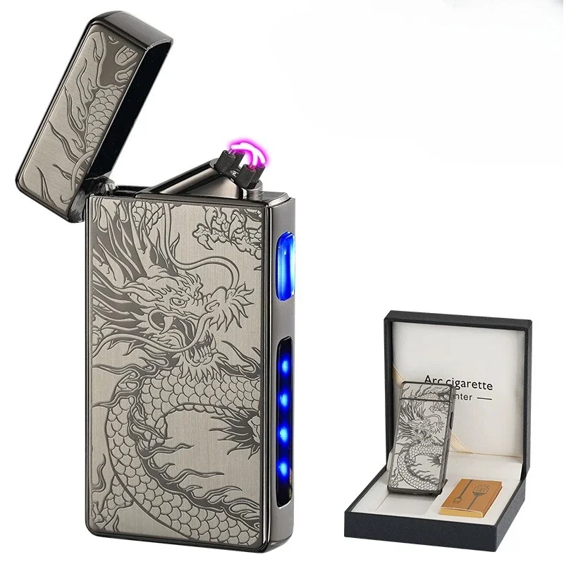 Newest Metal Type-c Charging Dual Thermal Arc Pulse Electronic Lighter Power Display for Men's High-end Gift Cigarette Lighter
Newest Metal Type-c Charging Dual Thermal Arc Pulse Electronic Lighter Power Display for Men's High-end Gift Cigarette Lighter