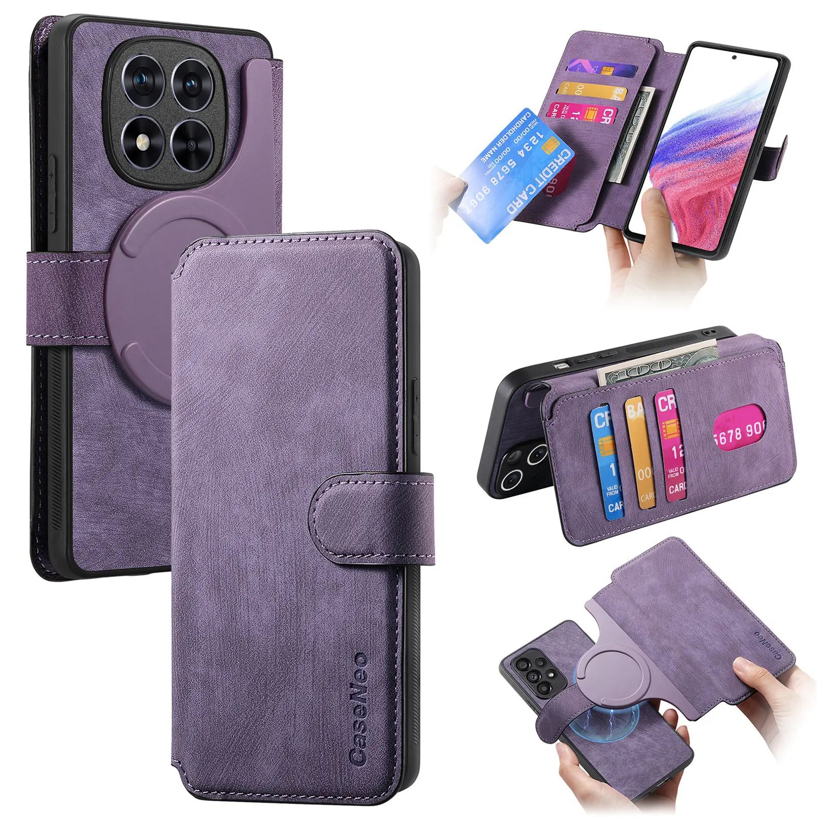 For Xiaomi Redmi Note 14 Pro+ 5G Magnetic Case CASENEO Detachable Leather Phone Wallet Cover - Purple
For Xiaomi Redmi Note 14 Pro+ 5G Magnetic Case CASENEO Detachable Leather Phone Wallet Cover - Purple