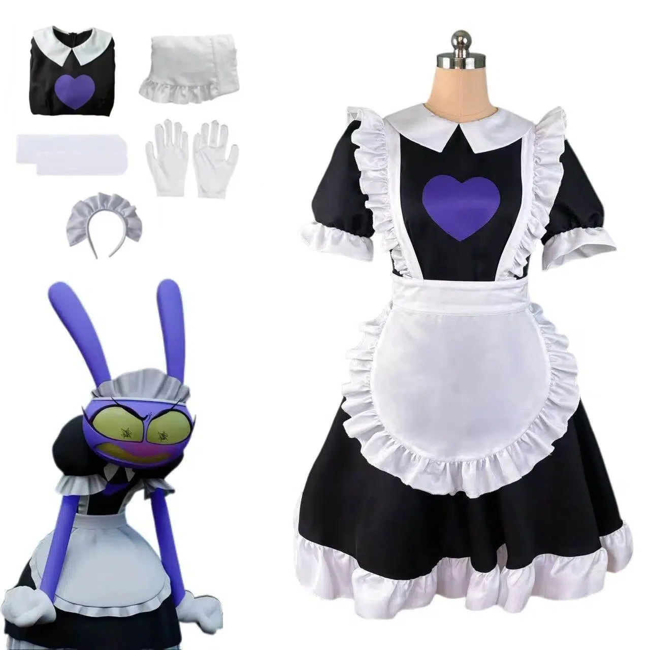 Game Anime The Amazing Digital Circus Cosplay Headband Gloves Stockings Jax Maid Outfit Halloween Party Role Play Stage Costume
Game Anime The Amazing Digital Circus Cosplay Headband Gloves Stockings Jax Maid Outfit Halloween Party Role Play Stage Costume