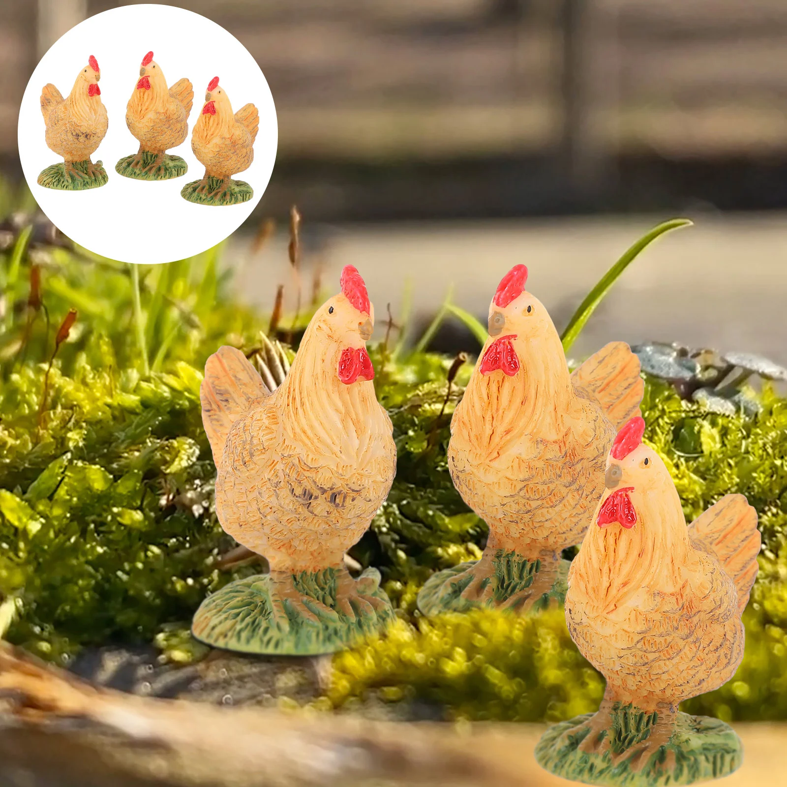 3 Pcs Toy Chicken Ornaments Rooster Figurines for Kitchen Micro Scene Decors Resin Shape Adornments Accessories
3 Pcs Toy Chicken Ornaments Rooster Figurines for Kitchen Micro Scene Decors Resin Shape Adornments Accessories