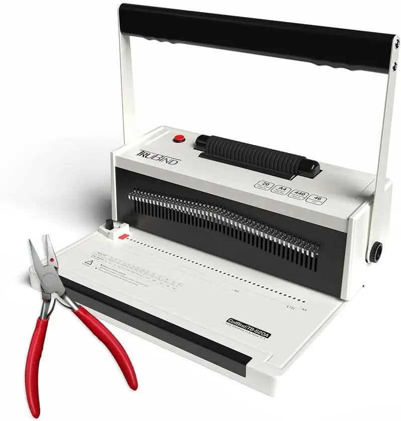 Coil Binding Machine with Electric Inserter, 20-Sheet Punch, 440-Sheet Bind, 46 Dies, 4:1 Pitch, 2-Year Warranty
Coil Binding Machine with Electric Inserter, 20-Sheet Punch, 440-Sheet Bind, 46 Dies, 4:1 Pitch, 2-Year Warranty