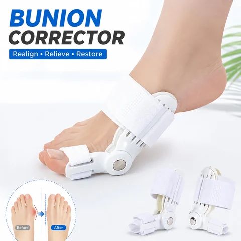 1Pc Adjustable Bunion Corrector, Universal Toe Straightener Hallux Valgus Relief, 360° Rotatable Joint for Left & Right Feet