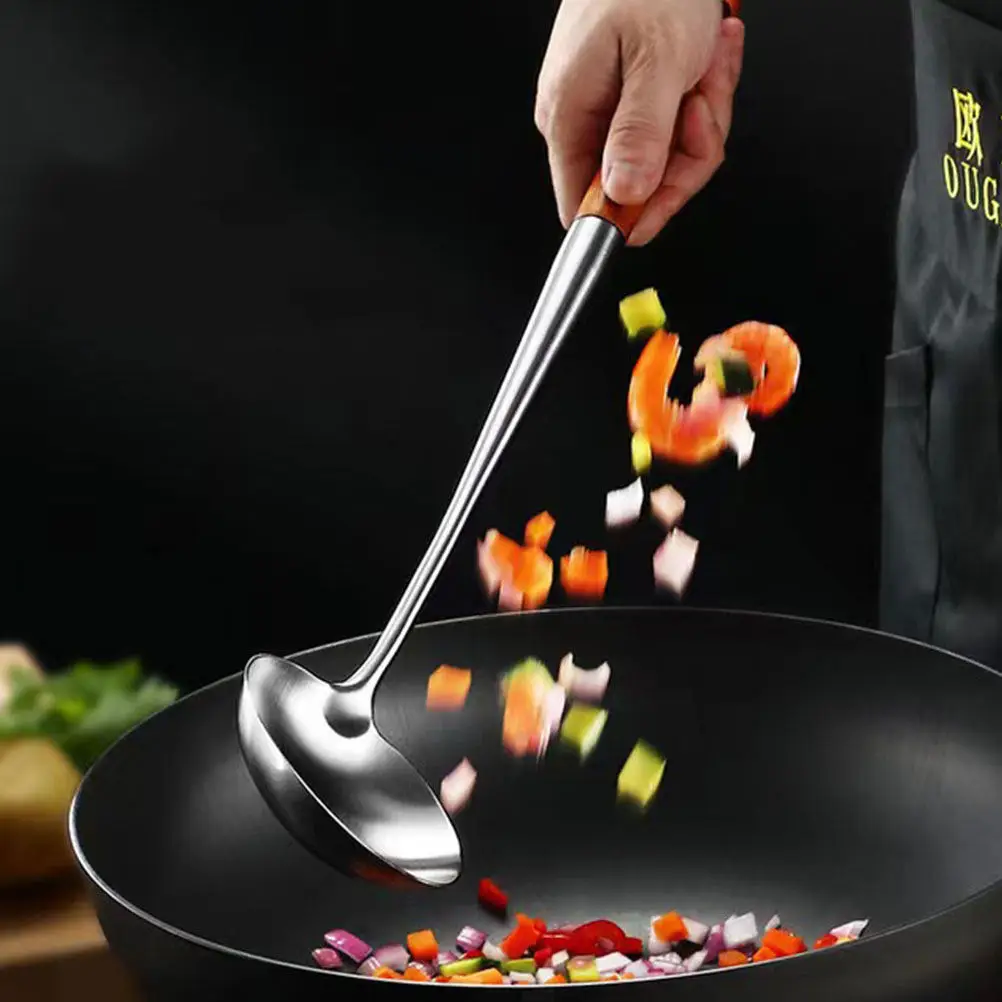 3Pcs Stainless Steel Wok Spatula Ladle Skimmer Kitchen Gadgets Long Wooden Handle Ergonomic Cooking Utensils Set for Frying
3Pcs Stainless Steel Wok Spatula Ladle Skimmer Kitchen Gadgets Long Wooden Handle Ergonomic Cooking Utensils Set for Frying