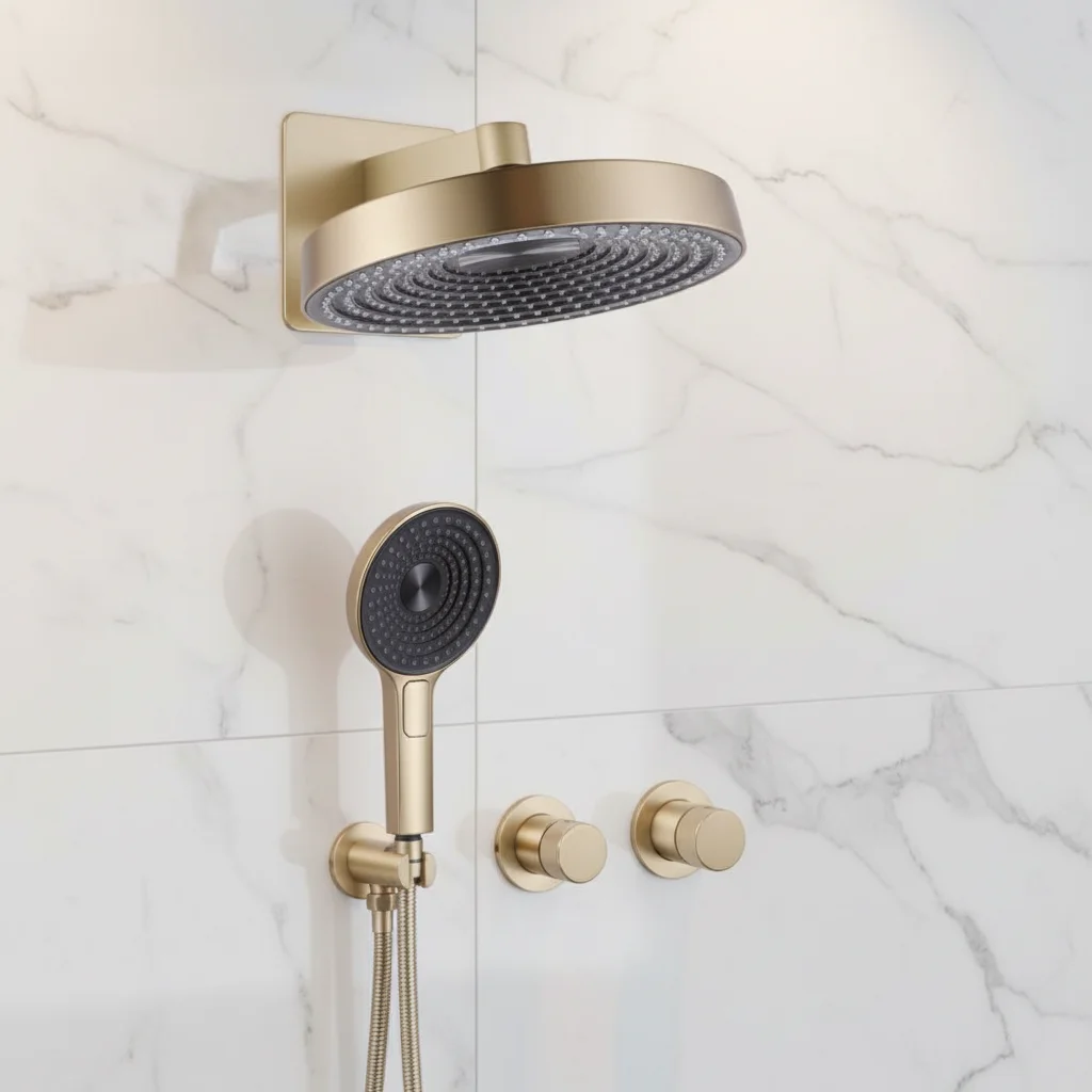 Factory Direct Sale Uncoated Brass Brushed Gold Concealed Wall Mounted Shower System Two Handles Shower System
Factory Direct Sale Uncoated Brass Brushed Gold Concealed Wall Mounted Shower System Two Handles Shower System