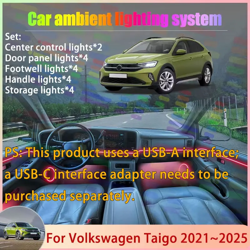 For Volkswagen Taigo CS1 Nivus 2021~2025 2022 2/18 in 1 Car Atmosphere Light Lamp RGB Shade Ensemble Streamer Atmosphere Set
For Volkswagen Taigo CS1 Nivus 2021~2025 2022 2/18 in 1 Car Atmosphere Light Lamp RGB Shade Ensemble Streamer Atmosphere Set
