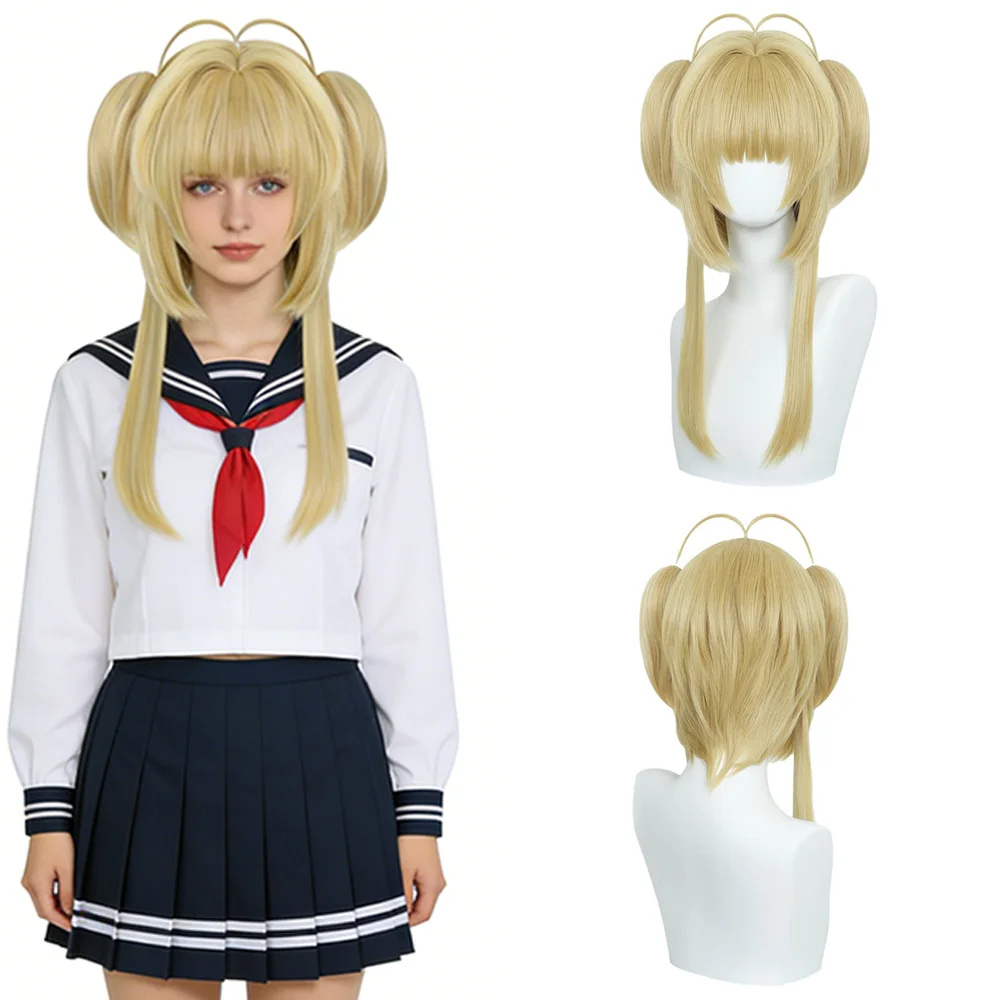 Kinomoto Sakura Cosplay Wig Light Golden Double Buns Ahoge Blunt Bangs Heat Resistant Synthetic Wig For Halloween Costume Party
Kinomoto Sakura Cosplay Wig Light Golden Double Buns Ahoge Blunt Bangs Heat Resistant Synthetic Wig For Halloween Costume Party
