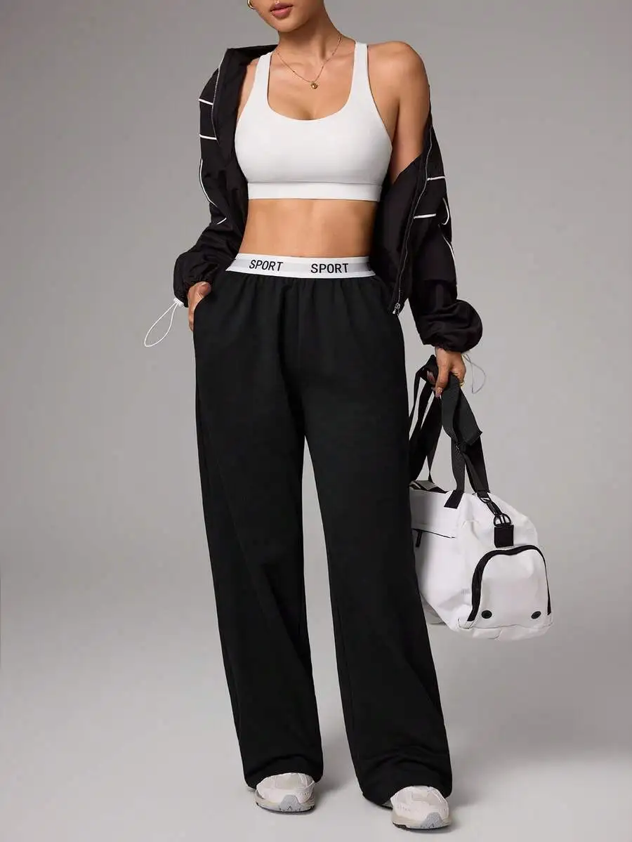 Women Wide Leg Loose Fit Sport Sweatpants With Letter Waistband Casual Palazzo Pants
Women Wide Leg Loose Fit Sport Sweatpants With Letter Waistband Casual Palazzo Pants
