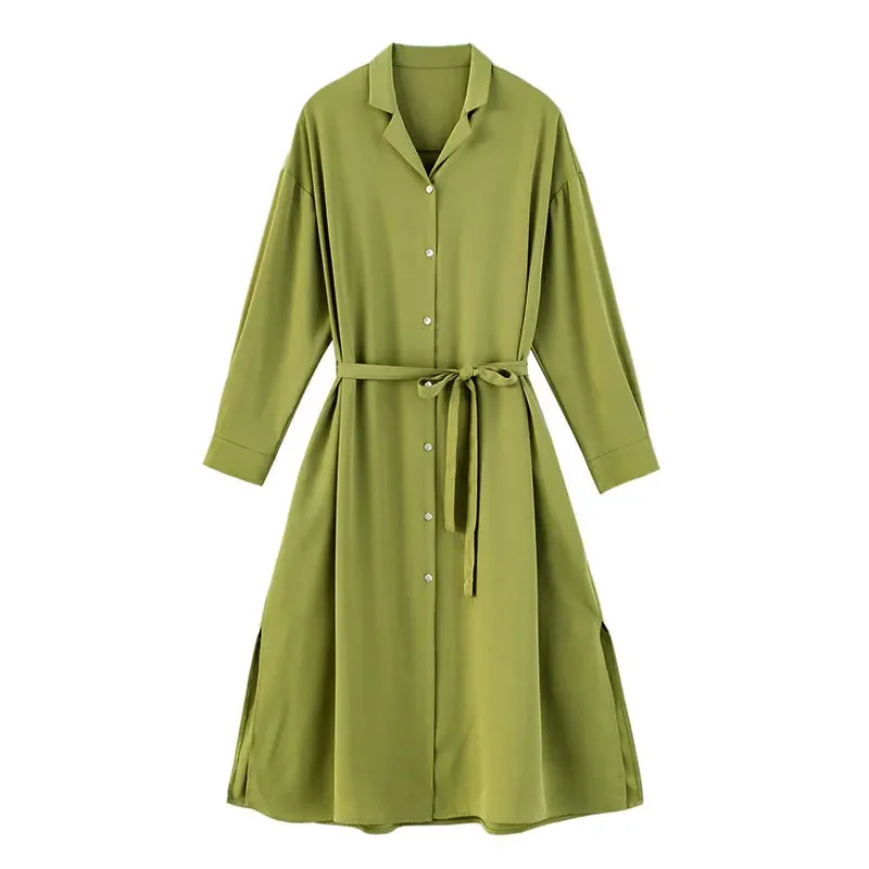 Japanese Avocado Green Long-sleeved Dress Women's Summer Autumn Chiffon Shirt Skirt Korean Elegant Single-breasted Vadim
Japanese Avocado Green Long-sleeved Dress Women's Summer Autumn Chiffon Shirt Skirt Korean Elegant Single-breasted Vadim