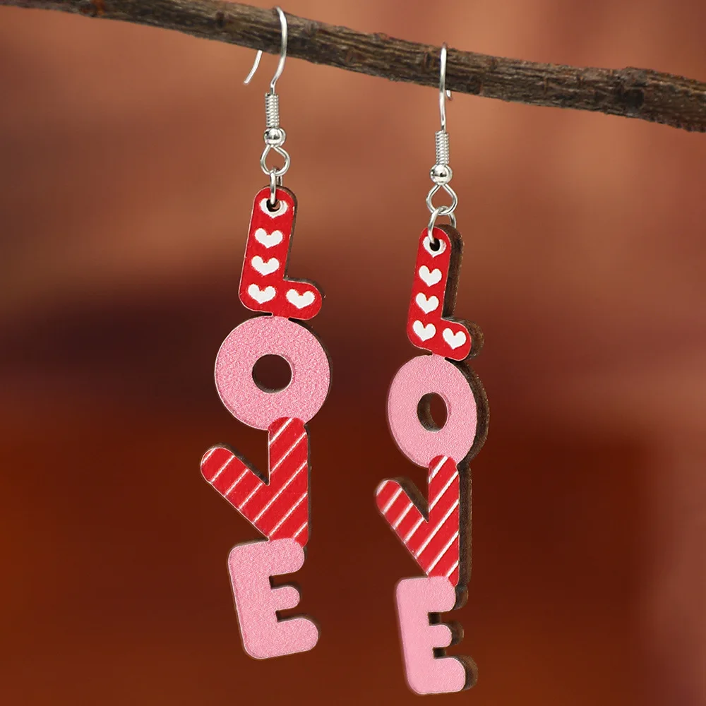 Pink series Valentine's Day earrings LOVE English letter love wooden pendant earrings jewelry
Pink series Valentine's Day earrings LOVE English letter love wooden pendant earrings jewelry