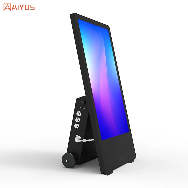 43/55 Battery Powered Outdoor Lcd Display Digital Poster Digital Signage Poster Outdoor Kiosk Portable Changeable Digital Poster