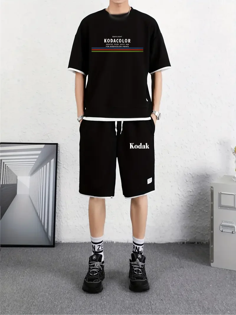 Summer Kodak letter print men's short-sleeved + short pants set - Adult outdoor breathable casual sports two-piece set
Summer Kodak letter print men's short-sleeved + short pants set - Adult outdoor breathable casual sports two-piece set