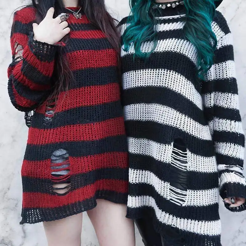 Loose Women's Knitted Sweater Medium Length Overhead Woolen Cashmere New Style Dark Style Winter Season Striped Pattern
Loose Women's Knitted Sweater Medium Length Overhead Woolen Cashmere New Style Dark Style Winter Season Striped Pattern