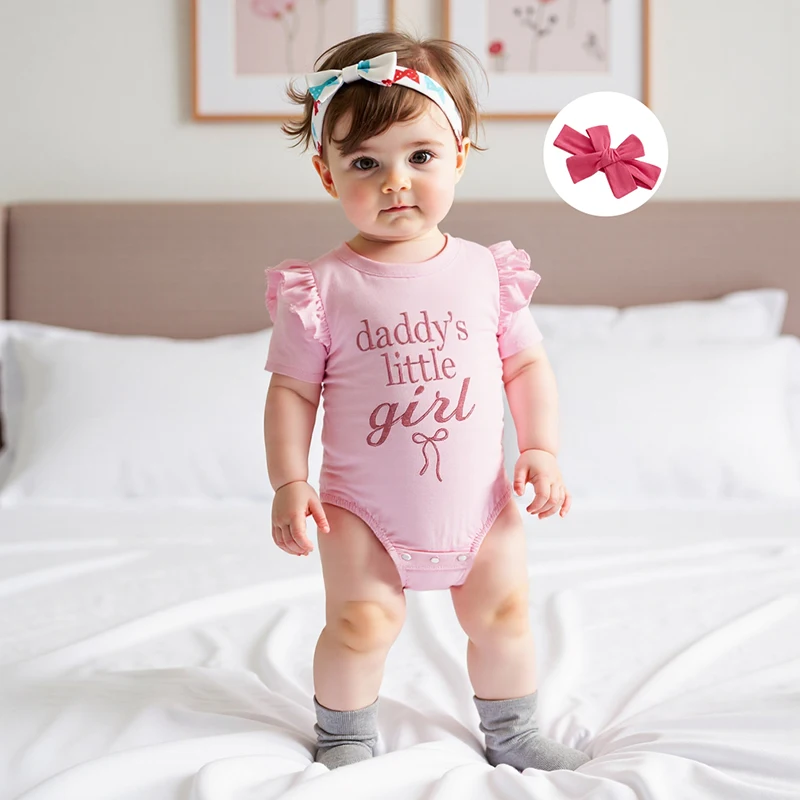 Baby Girl Summer Romper Letter Embroidery Short Sleeve Jumpsuit with Cute Headband Set Infant 2Pcs Bodysuit Outfits
Baby Girl Summer Romper Letter Embroidery Short Sleeve Jumpsuit with Cute Headband Set Infant 2Pcs Bodysuit Outfits