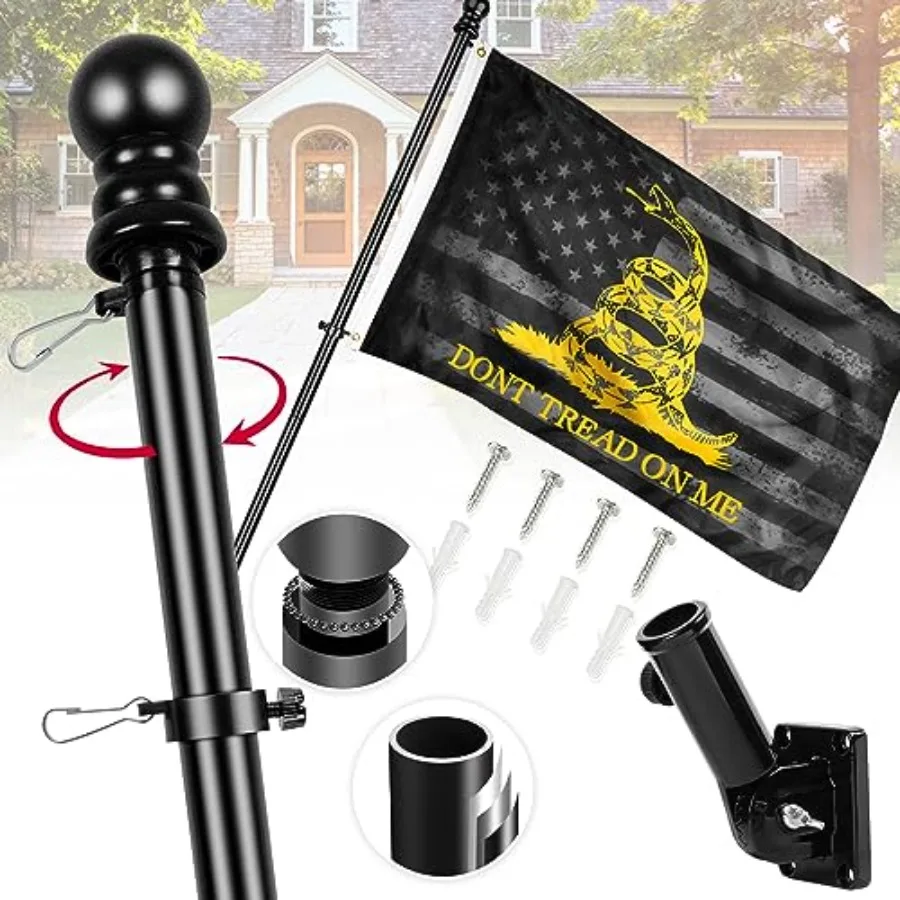 Dont Tread on Me Flag with Poles for Outside House, 6Feet Stainless Steel No Tangle Spinning Flag Pole, 180° Multi- Position Mo
Dont Tread on Me Flag with Poles for Outside House, 6Feet Stainless Steel No Tangle Spinning Flag Pole, 180° Multi- Position Mo