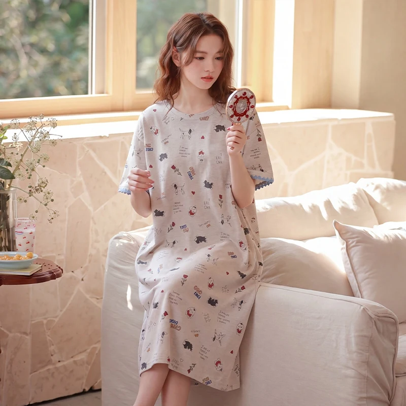 2026 Summer Short Sleeve 100% Cotton Print Nightgowns for Women Korean Loose Sleepwear Night Dress Nightdress Ladies Home Nighty
2026 Summer Short Sleeve 100% Cotton Print Nightgowns for Women Korean Loose Sleepwear Night Dress Nightdress Ladies Home Nighty