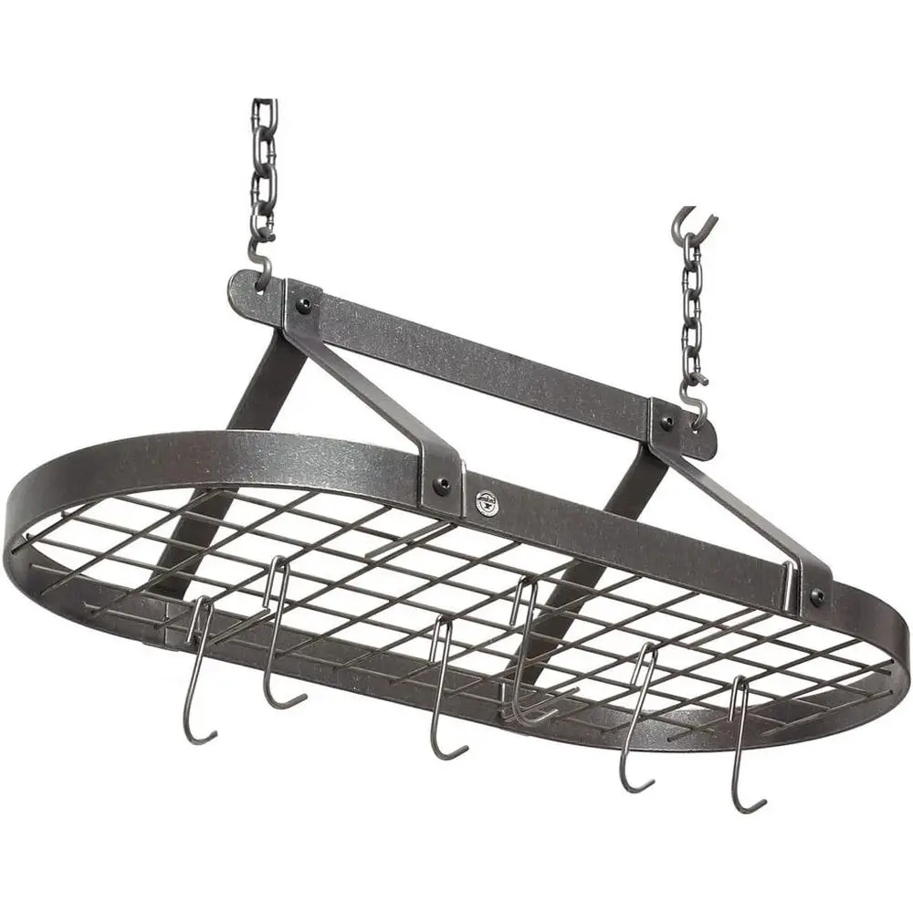 Classic Oval Hammered Steel Ceiling Pot Rack, Medium Size
Classic Oval Hammered Steel Ceiling Pot Rack, Medium Size