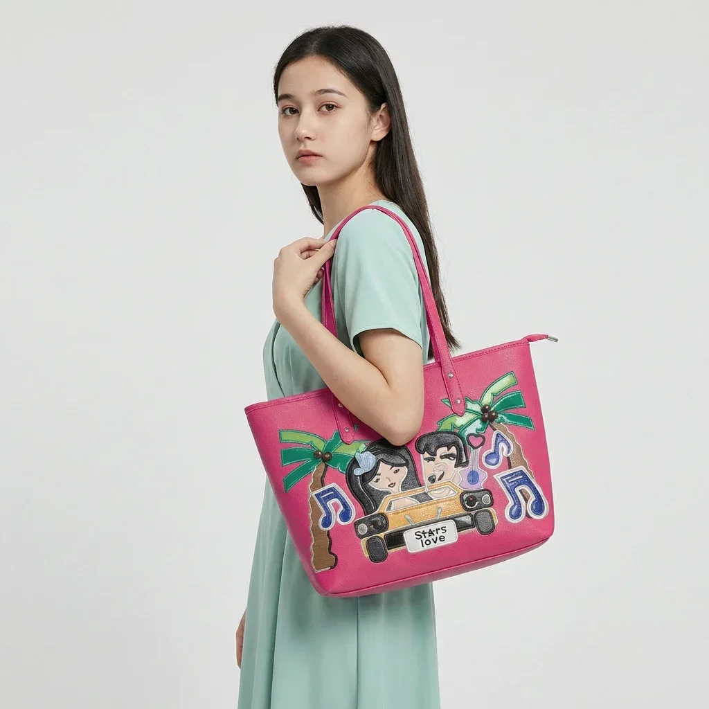 Женская сумка-тоут класса люкс, сумка через плечо для девочек, сумка-тоут с вышитым рисунком в виде мультяшного персонажа, повседневная сумка для выходных, отпуска и шопинга
Женская сумка-тоут класса люкс, сумка через плечо для девочек, сумка-тоут с вышитым рисунком в виде мультяшного персонажа, повседневная сумка для выходных, отпуска и шопинга