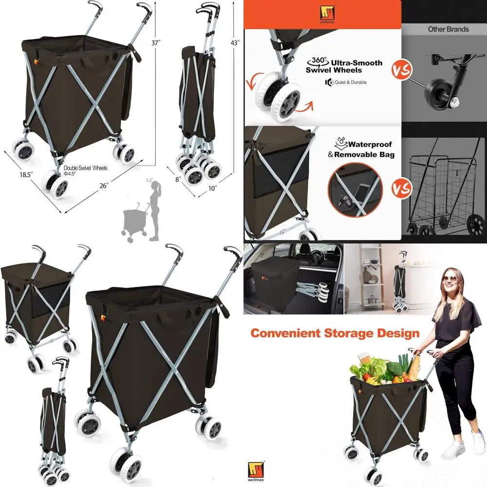 Компактная тележка для покупок с съемным тентом, выдерживает до 54 кг, для продуктов и белья (черная)
Компактная тележка для покупок с съемным тентом, выдерживает до 54 кг, для продуктов и белья (черная)