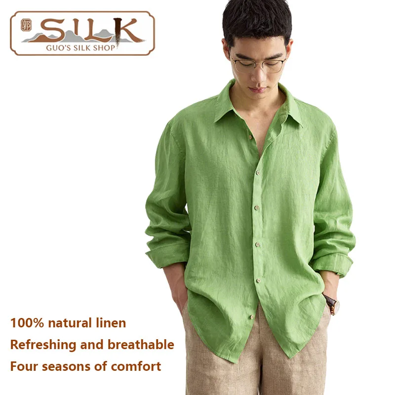 High-end Natural Pure Linen Men's Shirt - Simple Style Long-Sleeved Collared Shirt for Outdoor Leisure, Loose Fit, Large Size
High-end Natural Pure Linen Men's Shirt - Simple Style Long-Sleeved Collared Shirt for Outdoor Leisure, Loose Fit, Large Size